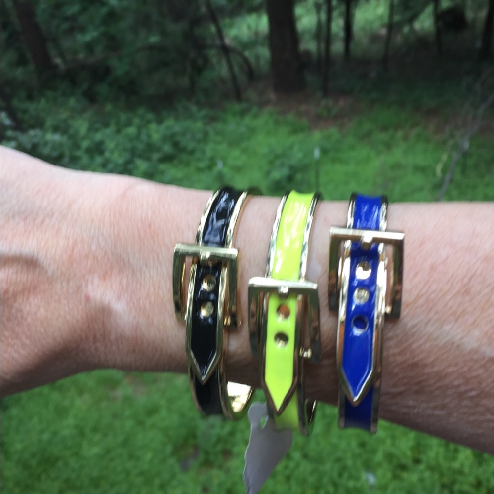 Enamel and gold metal belt buckle bangle bracelets bundle of 3 gold bracket HP25 - Picture 2 of 16